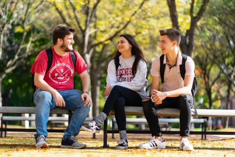 Students sitting on Appian Way